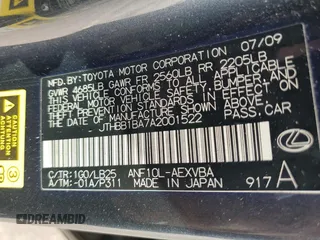 2010 Lexus HS with VIN JTHBB1BA7A2001522, listed as a Copart auction lot 74371974 with 225,215 mi miles and Clean Title. Bid and sale history available at carsss.com. Image 12.