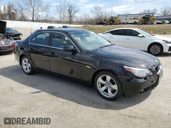 2007 BMW 5 Series 525i with VIN WBANE53577CY08041, listed as a Copart auction lot 50399925 with Not Provided miles and Salvage Title. Bid and sale history available at carsss.com. Image 4.