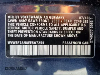 2014 Volkswagen CC Sport with VIN WVWBP7AN8EE507259, listed as a Copart auction lot 50303415 with 113,543 mi miles and Clean Title. Bid and sale history available at carsss.com. Image 12.