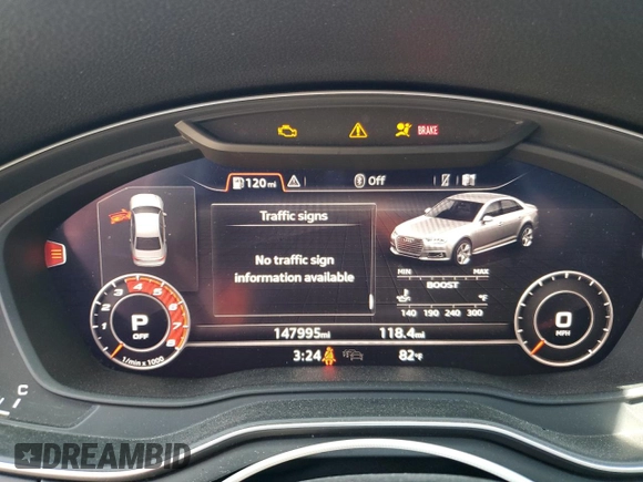 2018 Audi S4 Prestige with VIN WAUC4AF42JA168412, listed as a Copart auction lot 55897054 with 147,995 mi miles and Salvage Title. Bid and sale history available at carsss.com. Image 9.