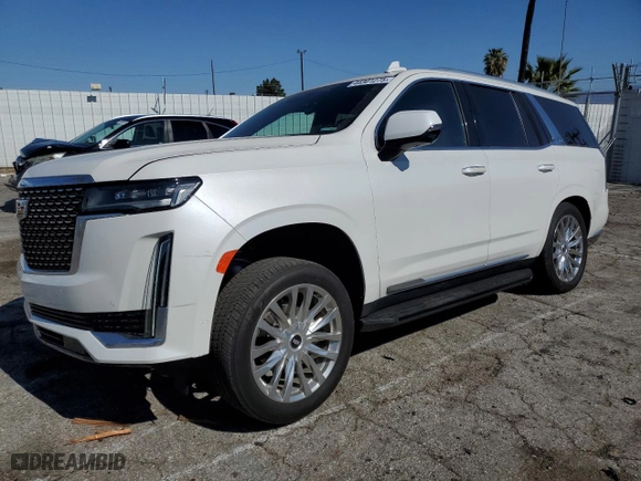 2021 Cadillac Escalade Premium Luxury with VIN 1GYS3CKL9MR471651, listed as a Copart auction lot 44301275 with 24,328 mi miles and Salvage Title. Bid and sale history available at carsss.com. Image 1.