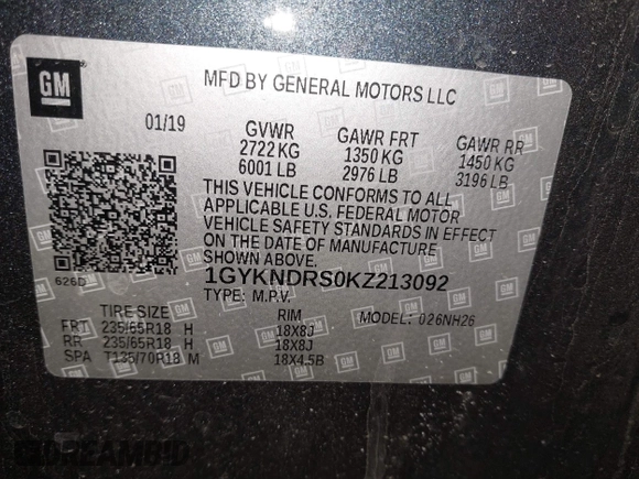 2019 Cadillac XT5 Luxury AWD z VIN 1GYKNDRS0KZ213092, wystawiony jako IAAI lot #41510497 z przebiegiem 26 030 mil mil oraz . Historia ofert i sprzedaży dostępna na DreamBid. Obrazek 9.