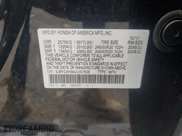 2018 Acura MDX w/Advance/Entertainment Pkg with VIN 5J8YD4H94JL001509, listed as a Copart auction lot 63610564 with 97,326 mi miles and Salvage Title. Bid and sale history available at carsss.com. Image 13.