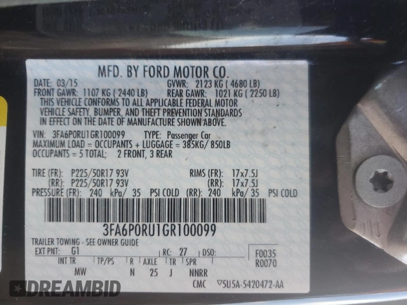 2016 Ford Fusion Titanium Hybrid with VIN 3FA6P0RU1GR100099, listed as a Copart auction lot 88540565 with 232,915 mi miles and Salvage Title. Bid and sale history available at carsss.com. Image 13.