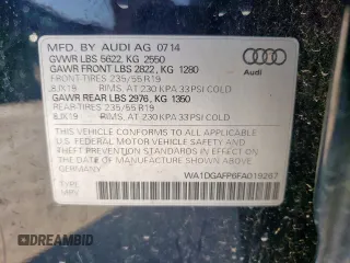 2015 Audi Q5 Premium Plus with VIN WA1DGAFP6FA019267, listed as a Copart auction lot 59321295 with 99,401 mi miles and Salvage title. Bid and sale history available at DreamBid. Image 13.