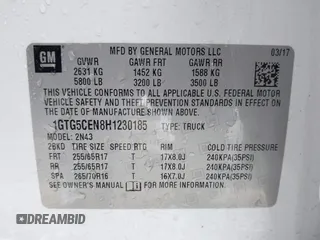 2017 GMC Canyon 2WD SLE with VIN 1GTG5CEN8H1230185, listed as a IAAI auction lot 41391765 with 101,443 mi miles. Bid and sale history available at carsss.com. Image 9.