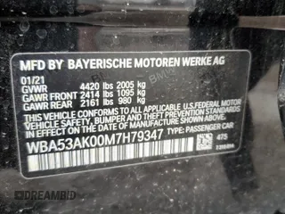 2021 BMW 2 Series 228i with VIN WBA53AK00M7H79347, listed as a Copart auction lot 44978665 with 56,538 mi miles and Salvage title. Bid and sale history available at DreamBid. Image 14.