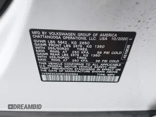 2021 Volkswagen Atlas SE z VIN 1V2KE2CAXMC202664, wystawiony jako IAAI lot #42292276 z przebiegiem 57 760 mil mil oraz . Historia ofert i sprzedaży dostępna na DreamBid. Obrazek 9.