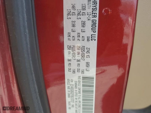 2015 Dodge Grand Caravan American Value Pkg with VIN 2C4RDGBG2FR615727, listed as a Copart auction lot 51676455 with 106,667 mi miles and Salvage Title. Bid and sale history available at carsss.com. Image 13.