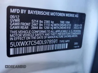 2013 BMW X3 xDrive35i with VIN 5UXWX7C54DL978591, listed as a Copart auction lot 46570455 with 99,671 mi miles and Salvage Title. Bid and sale history available at DreamBid. Image 14.