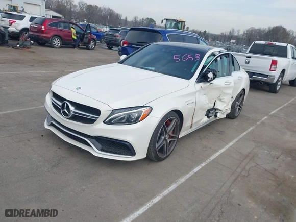 2016 Mercedes-Benz C-Class AMG C 63 S with VIN 55SWF8HBXGU105653, listed as a IAAI auction lot 41779475 with 86,533 mi miles. Bid and sale history available at carsss.com. Image 2.