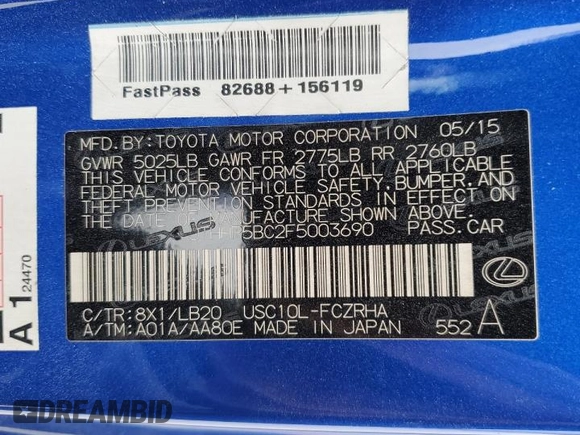 2015 Lexus RC F z VIN JTHHP5BC2F5003690, wystawiony jako Copart lot #88348435 z przebiegiem 98 710 mil mil oraz Szkoda całkowita • Salvage title. Historia ofert i sprzedaży dostępna na DreamBid. Obrazek 15.