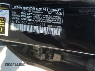 2022 Mercedes-Benz C 300 z VIN W1KAF4GB9NR020614, wystawiony jako Copart lot #66402774 z przebiegiem 14 880 mil mil oraz Szkoda całkowita • Salvage title. Historia ofert i sprzedaży dostępna na DreamBid. Obrazek 12.