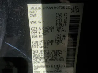 2014 Nissan Armada Platinum z VIN 5N1BA0NF8EN610303, wystawiony jako Copart lot #80653974 z przebiegiem 119 723 mil mil oraz Szkoda całkowita • Salvage title. Historia ofert i sprzedaży dostępna na DreamBid. Obrazek 16.