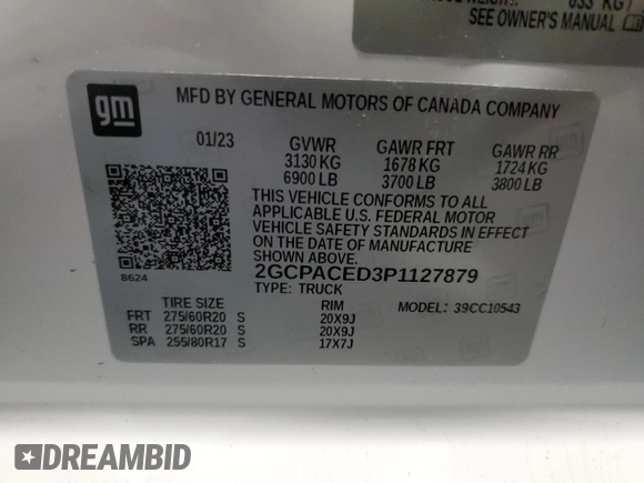 2023 Chevrolet Silverado 1500 LT with VIN 2GCPACED3P1127879, listed as a Copart auction lot 82417144 with 9,861 mi miles and Salvage Title. Bid and sale history available at DreamBid. Image 14.