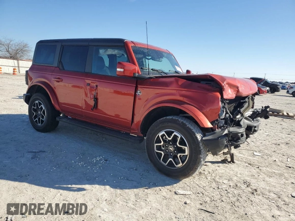 2023 Ford Bronco with VIN 1FMEE5BP2PLB61761, listed as a Copart auction lot 46178755 with 17,180 mi miles and Salvage Title. Bid and sale history available at DreamBid. Image 4.
