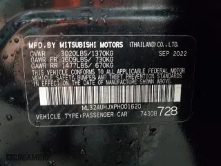 2023 Mitsubishi Mirage ES with VIN ML32AUHJXPH001620, listed as a Copart auction lot 72846723 with 10,656 mi miles and Salvage Title. Bid and sale history available at carsss.com. Image 12.