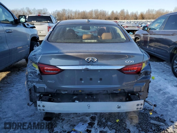 2023 Infiniti Q50 Luxe with VIN JN1EV7BR9PM542294, listed as a Copart auction lot 88853365 with 13,295 mi miles and Salvage title. Bid and sale history available at DreamBid. Image 6.