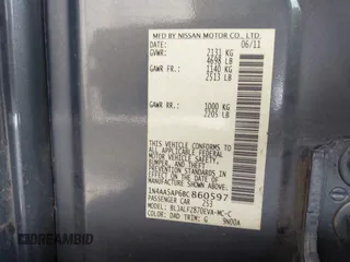 2011 Nissan Maxima S with VIN 1N4AA5AP6BC860597, listed as a IAAI auction lot 42537322 with 125,210 mi miles and . Bid and sale history available at DreamBid. Image 9.
