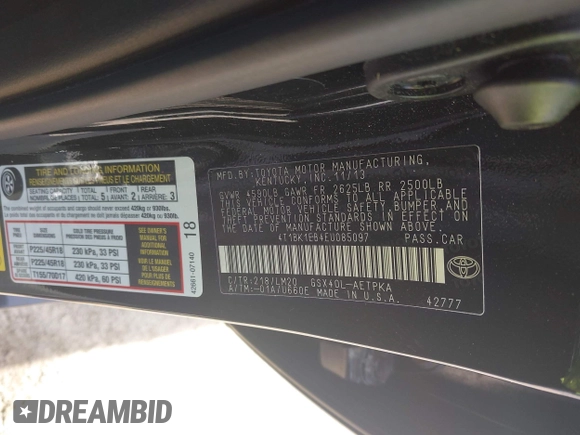 2014 Toyota Avalon Limited with VIN 4T1BK1EB4EU085097, listed as a IAAI auction lot 42165569 with 29,170 mi miles. Bid and sale history available at carsss.com. Image 9.