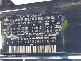 2017 Kia Sorento SX z VIN 5XYPK4A50HG236857, wystawiony jako IAAI lot #41727918 z przebiegiem 112 677 mil mil oraz . Historia ofert i sprzedaży dostępna na DreamBid. Obrazek 9.