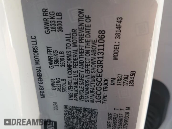 2024 Chevrolet Colorado 2WD LT z VIN 1GCGSCEC3R1311068, wystawiony jako Copart lot #49831755 z przebiegiem 1 600 mil mil oraz Szkoda całkowita • Salvage title. Historia ofert i sprzedaży dostępna na DreamBid. Obrazek 12.