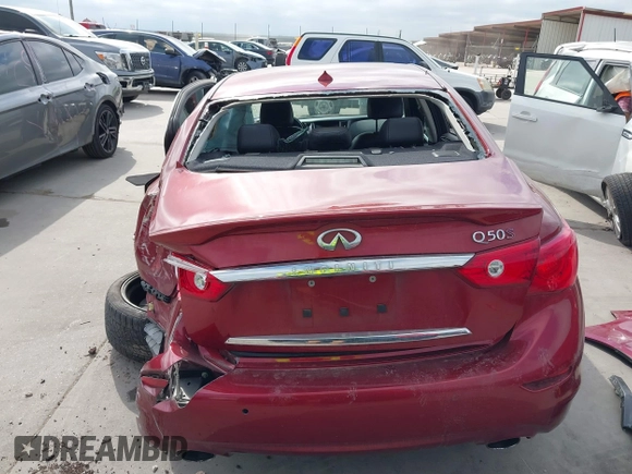 2015 Infiniti Q50 with VIN JN1BV7AP1FM347808, listed as a IAAI auction lot 41781327 with 57,140 mi miles and . Bid and sale history available at carsss.com. Image 17.