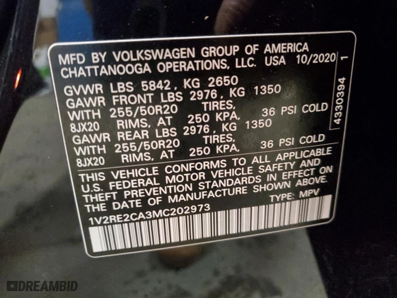 2021 Volkswagen Atlas Cross Sport 3.6L V6 SE w/Technology R-Line with VIN 1V2RE2CA3MC202973, listed as a Copart auction lot 83294514 with 21,508 mi miles and Salvage Title. Bid and sale history available at carsss.com. Image 13.