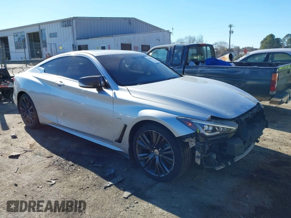 2018 Infiniti Q60 3.0t LUXE with VIN JN1EV7EL9JM391021, listed as a IAAI auction lot 41369592 with 112,732 mi miles. Bid and sale history available at carsss.com. Image 1.