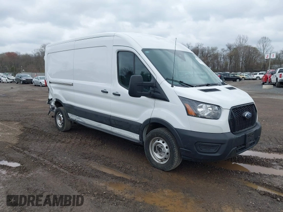 2023 Ford Transit Cargo with VIN 1FTBR1C89PKB29455, listed as a IAAI auction lot 41839680 with 21,570 mi miles. Bid and sale history available at carsss.com. Image 1.