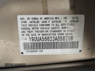 2003 Acura TL with VIN 19UUA56623A056206, listed as a IAAI auction lot 41831023 with 133,515 mi miles. Bid and sale history available at carsss.com. Image 9.