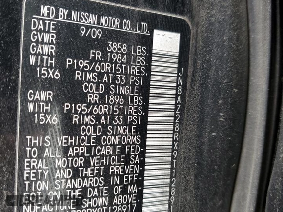 2009 Nissan Cube SL z VIN JN8AZ28RX9T128917, wystawiony jako Copart lot #58941675 z przebiegiem 113 263 mil mil oraz Szkoda całkowita • Salvage title. Historia ofert i sprzedaży dostępna na DreamBid. Obrazek 12.