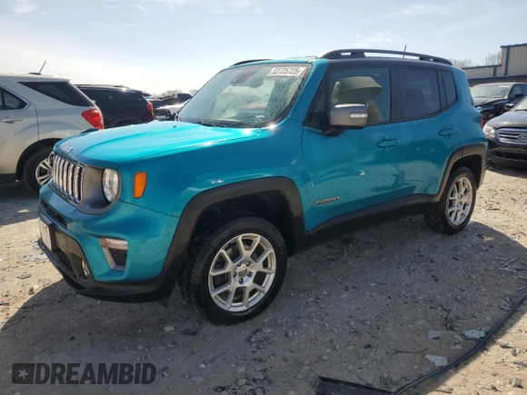 2021 Jeep Renegade Limited with VIN ZACNJDD13MPM24699, listed as a Copart auction lot 53725725 with 91,757 mi miles and Non repairable. Bid and sale history available at DreamBid. Image 1.
