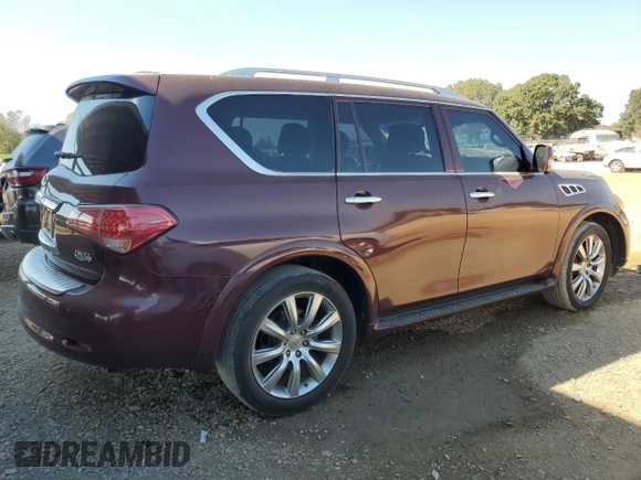 2012 Infiniti QX56 7-passenger with VIN JN8AZ2NF8C9515139, listed as a Copart auction lot 77578344 with 81,886 mi miles and Salvage Title. Bid and sale history available at carsss.com. Image 3.