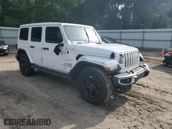 2020 Jeep Wrangler Unlimited Sahara with VIN 1C4HJXEN5LW207076, listed as a Copart auction lot 59461645 with 57,559 mi miles and Salvage title. Bid and sale history available at DreamBid. Image 4.