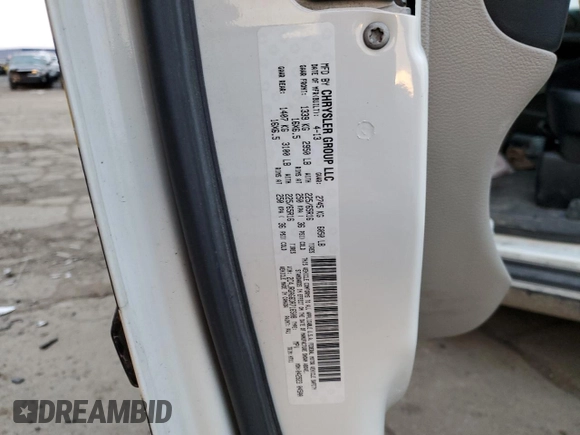 2013 Ram Cargo Van Tradesman with VIN 2C4JRGAG6DR716508, listed as a Copart auction lot 82859524 with 0 mi miles and Clean Title. Bid and sale history available at carsss.com. Image 13.