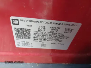 2022 GMC Terrain SLE z VIN 3GKALMEV9NL192735, wystawiony jako IAAI lot #41929320 z przebiegiem Nie podano mil oraz . Historia ofert i sprzedaży dostępna na DreamBid. Obrazek 9.