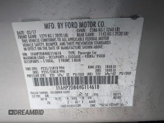 2017 Ford Taurus SE with VIN 1FAHP2D84HG114618, listed as a IAAI auction lot 41586966 with 109,937 mi miles and . Bid and sale history available at DreamBid. Image 9.