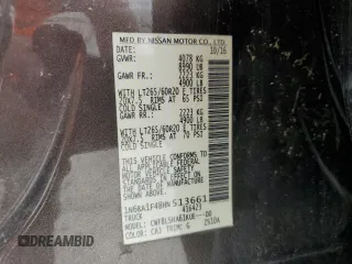 2017 Nissan Titan Platinum Reserve z VIN 1N6BA1F48HN513661, wystawiony jako Copart lot #53576075 z przebiegiem 93 430 mil mil oraz Szkoda całkowita • Salvage title. Historia ofert i sprzedaży dostępna na DreamBid. Obrazek 12.