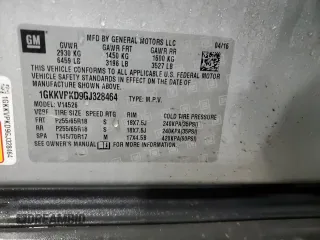 2016 GMC Acadia SLE with VIN 1GKKVPKD9GJ328464, listed as a Copart auction lot 86887334 with 165,188 mi miles and Salvage Title. Bid and sale history available at carsss.com. Image 14.