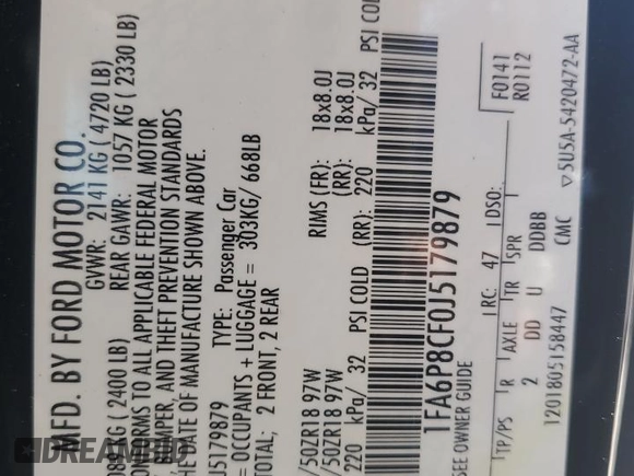 2018 Ford Mustang GT z VIN 1FA6P8CF0J5179879, wystawiony jako Copart lot #57986645 z przebiegiem 63 354 mil mil oraz Szkody całkowita. Historia ofert i sprzedaży dostępna na DreamBid. Obrazek 12.