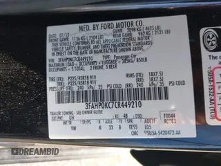 2012 Ford Fusion SPORT with VIN 3FAHP0KC7CR449210, listed as a IAAI auction lot 41722058 with 153,834 mi miles. Bid and sale history available at carsss.com. Image 9.