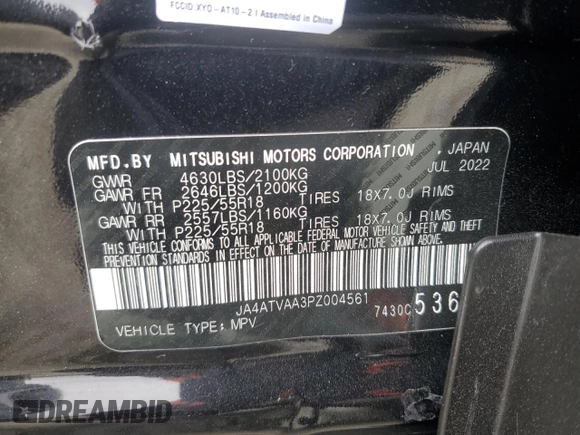 2023 Mitsubishi Eclipse Cross LE with VIN JA4ATVAA3PZ004561, listed as a Copart auction lot 48720605 with 29,724 mi miles and Salvage title. Bid and sale history available at DreamBid. Image 15.