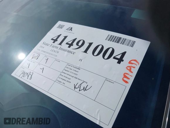 2014 Lexus IS 350 with VIN JTHBE1D21E5013120, listed as a IAAI auction lot 41491004 with 79,088 mi miles and . Bid and sale history available at DreamBid. Image 17.