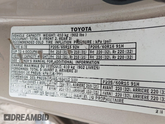 2003 Toyota Avalon XL with VIN 4T1BF28B03U337611, listed as a IAAI auction lot 42178934 with 145,542 mi miles and . Bid and sale history available at DreamBid. Image 9.