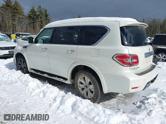 2019 Nissan Armada Platinum with VIN JN8AY2NE0K9758307, listed as a IAAI auction lot 41492623 with 82,373 mi miles. Bid and sale history available at carsss.com. Image 3.