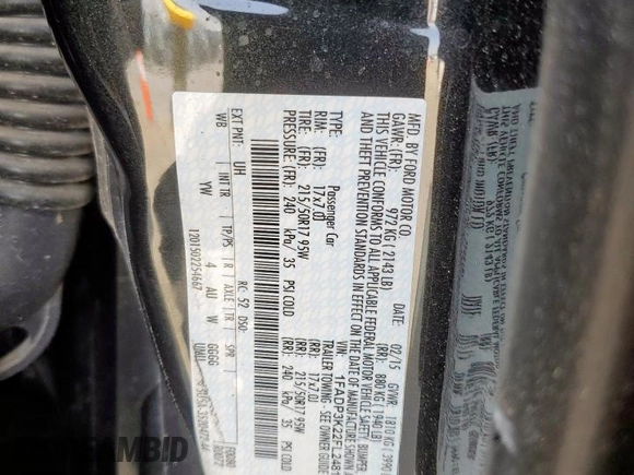 2015 Ford Focus SE with VIN 1FADP3K22FL248194, listed as a Copart auction lot 48763515 with 85,464 mi miles and Non Repairable. Bid and sale history available at carsss.com. Image 12.