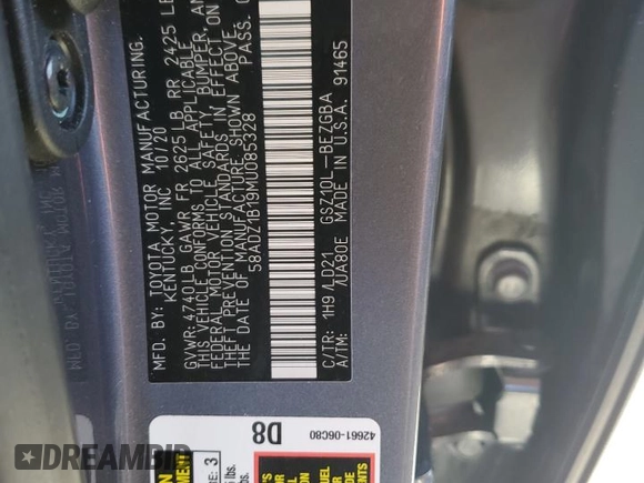 2021 Lexus ES with VIN 58ADZ1B19MU085328, listed as a Copart auction lot 48562365 with 29,732 mi miles and Salvage Title. Bid and sale history available at carsss.com. Image 13.