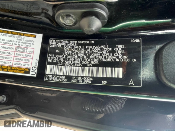 2007 Lexus GX with VIN JTJBT20X370130645, listed as a Copart auction lot 55162945 with 195,100 mi miles and Clean Title. Bid and sale history available at carsss.com. Image 10.