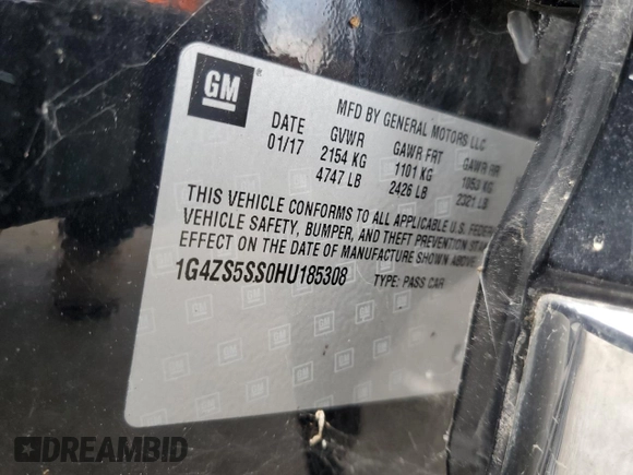 2017 Buick LaCrosse Premium with VIN 1G4ZS5SS0HU185308, listed as a Copart auction lot 86332194 with 70,036 mi miles and Salvage Title. Bid and sale history available at carsss.com. Image 13.